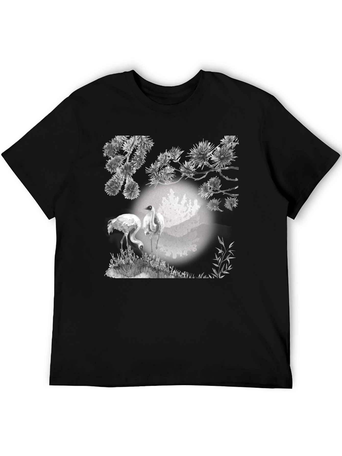 Crane and Pine T-Shirt - Black