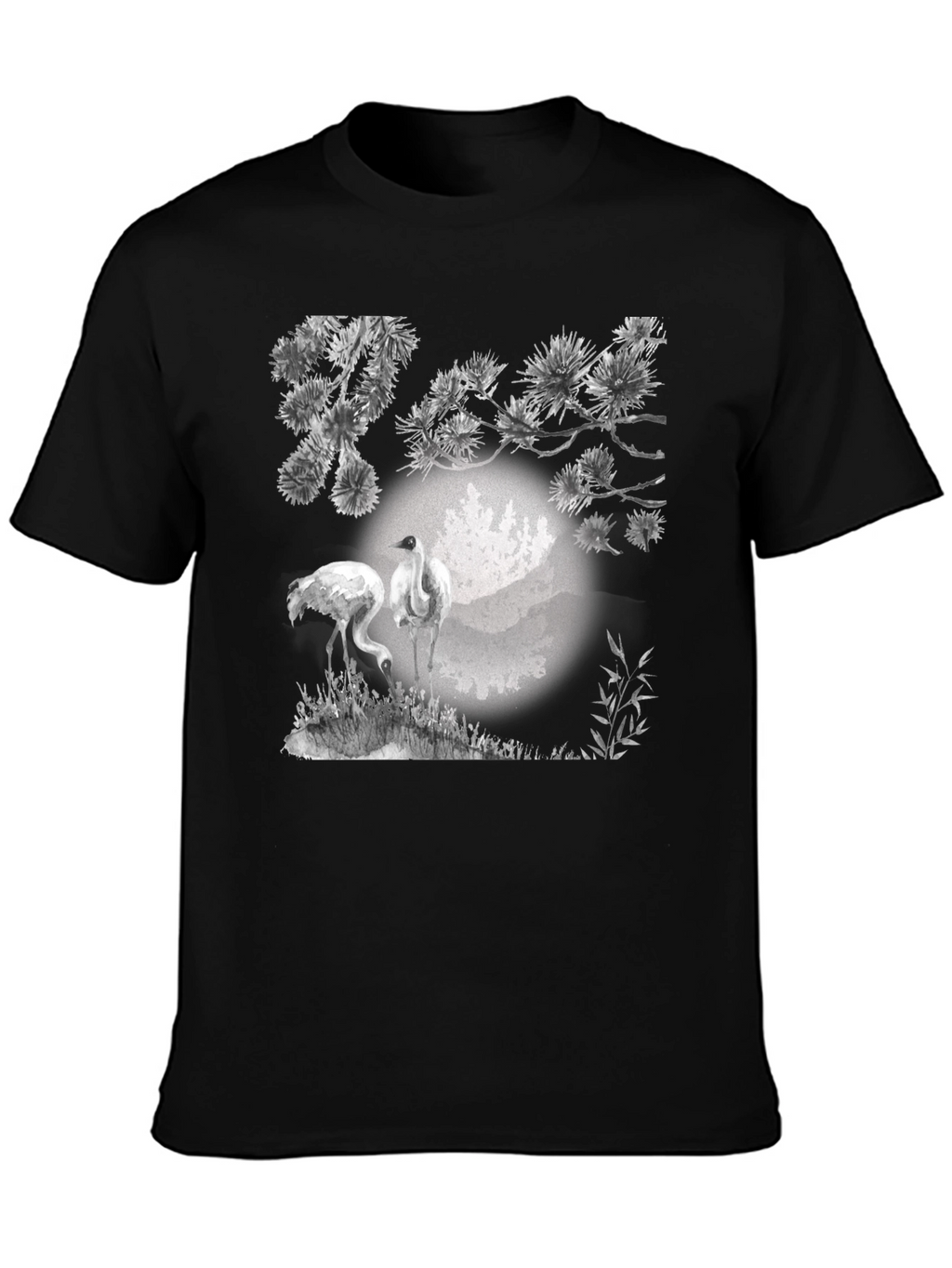 Crane and Pine T-Shirt - Black