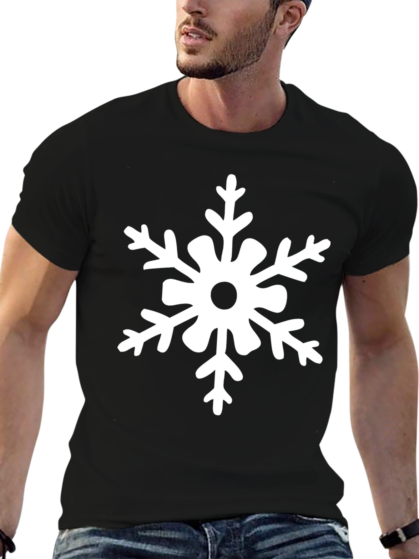 Snowflake Graphic Tee - Black Holiday Shirt