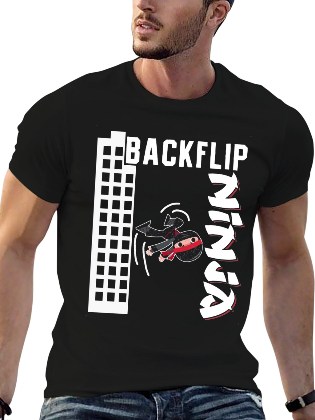 Backflip Ninja Graphic T-Shirt - Cool Martial Arts Tee