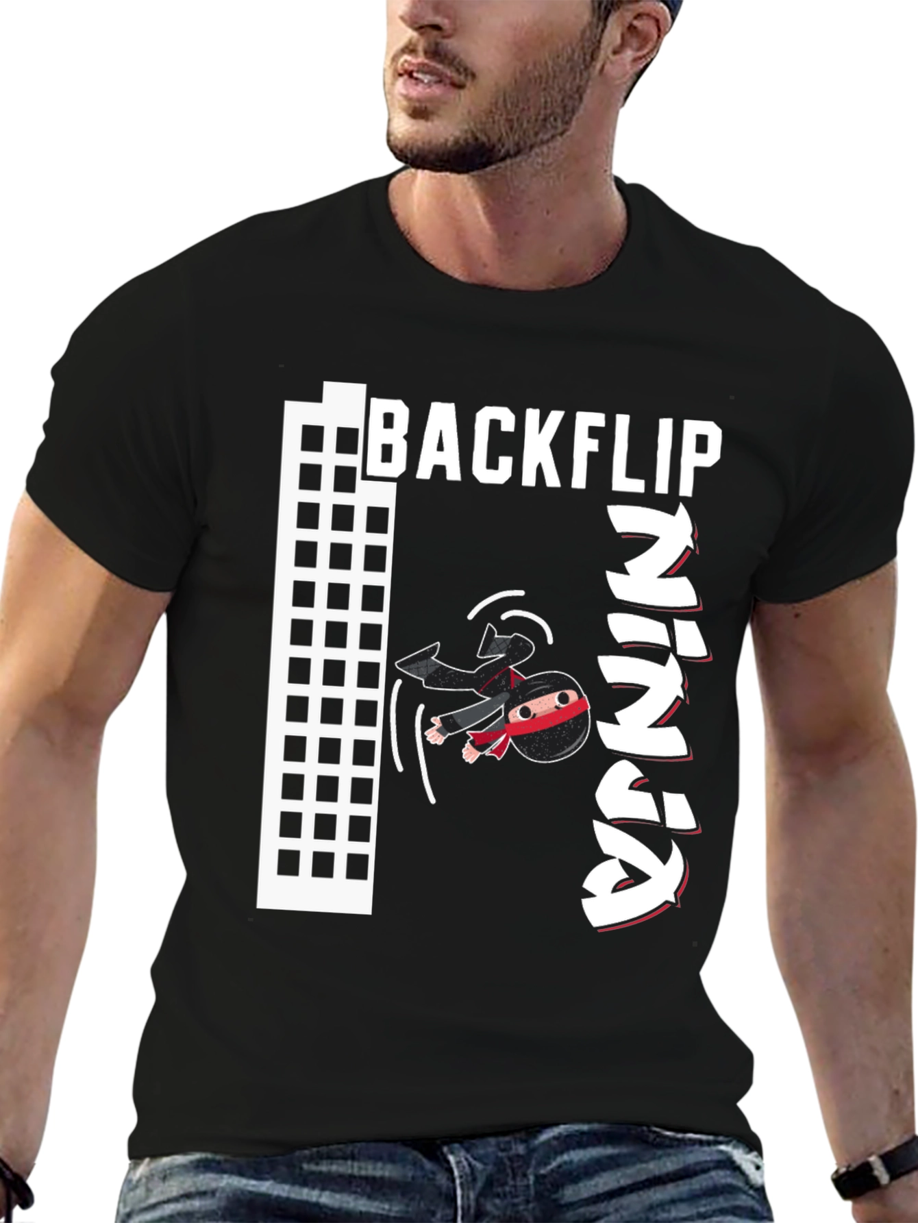 Backflip Ninja Graphic T-Shirt - Cool Martial Arts Tee