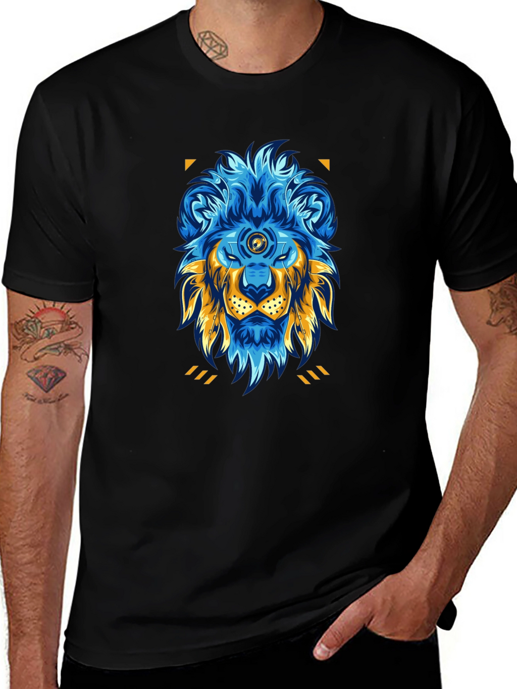 Lion Graphic Print Black T-Shirt