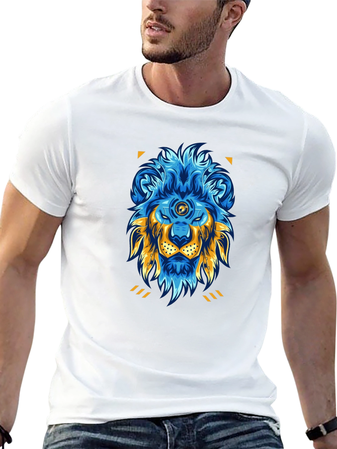 Lion Graphic Print Black T-Shirt