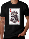 Queen of Hearts Skull Graphic Tee - Black