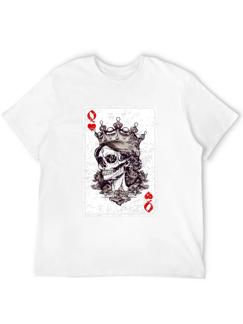 Queen of Hearts Skull Graphic Tee - Black