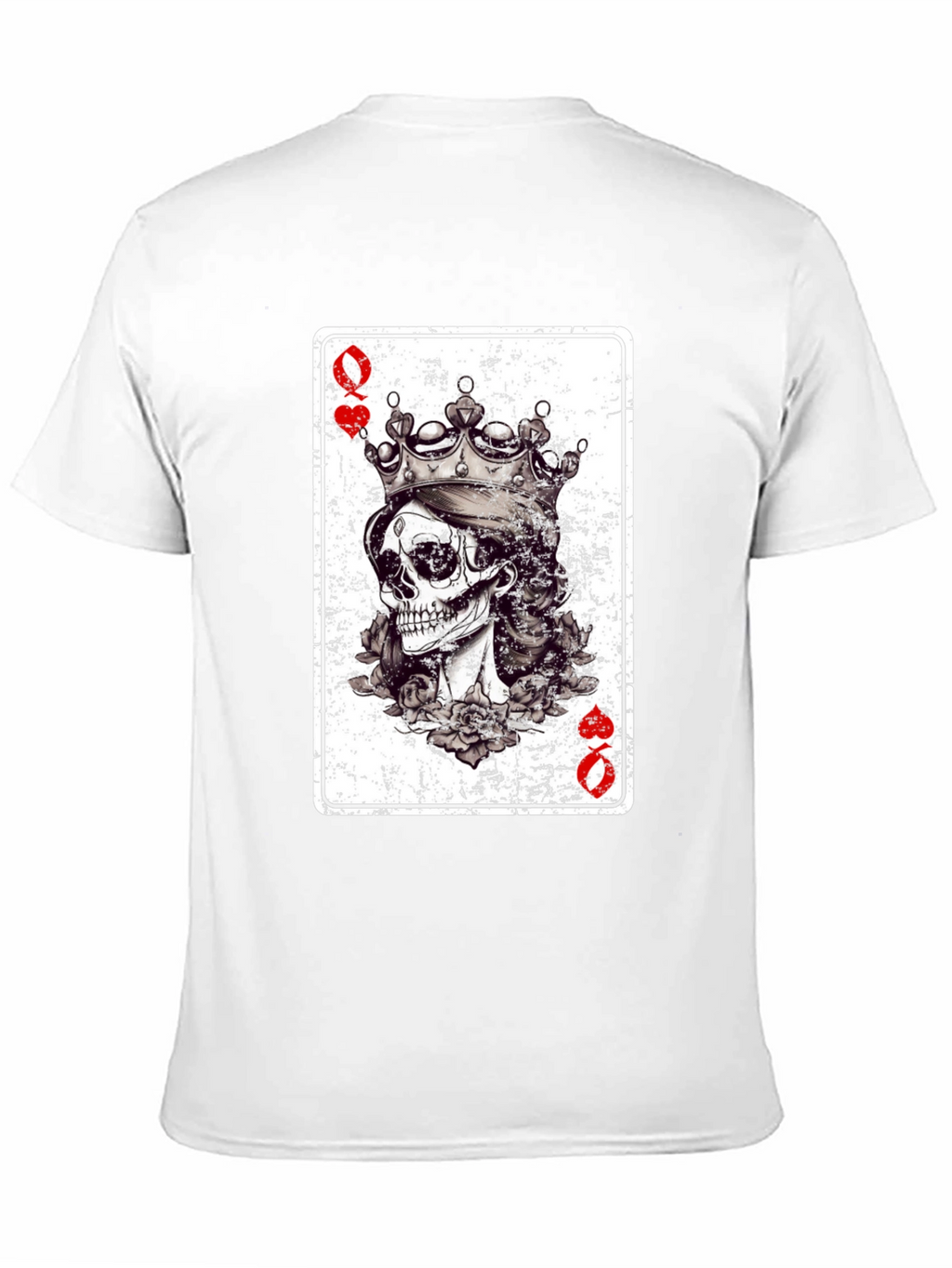 Queen of Hearts Skull Graphic Tee - Black