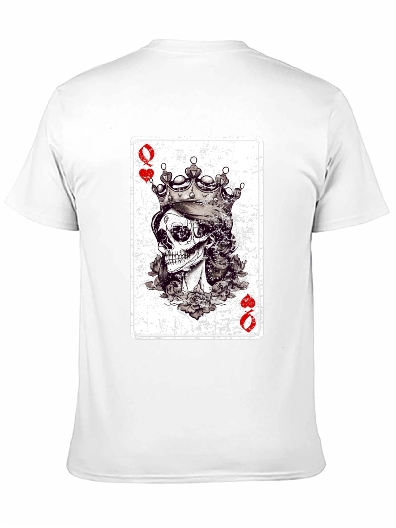 Queen of Hearts Skull Graphic Tee - Black