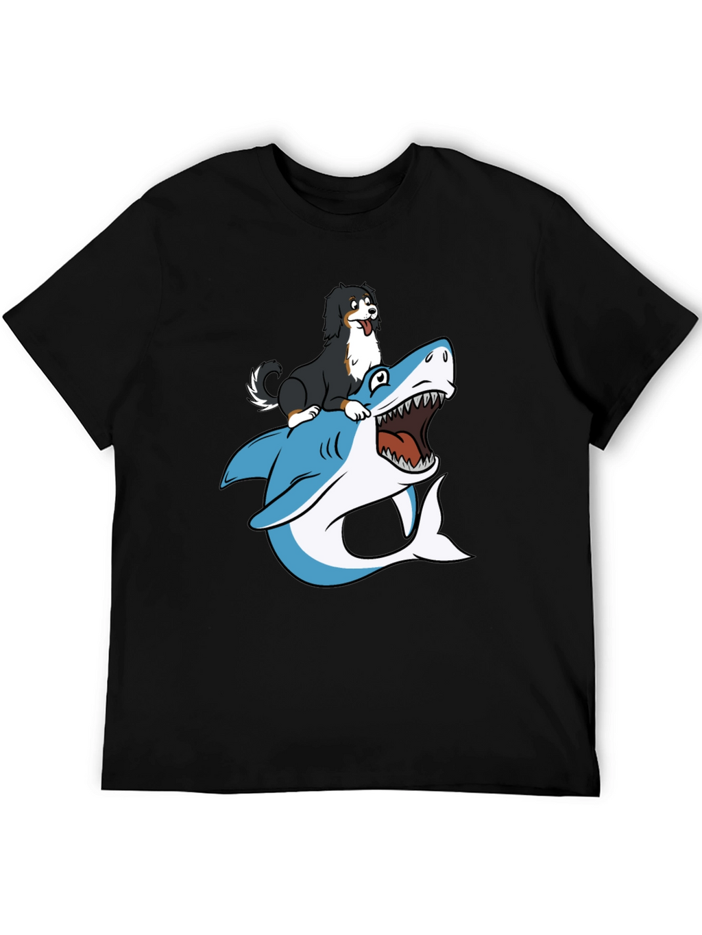 Dog Riding Shark T-Shirt - Black