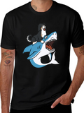 Dog Riding Shark T-Shirt - Black