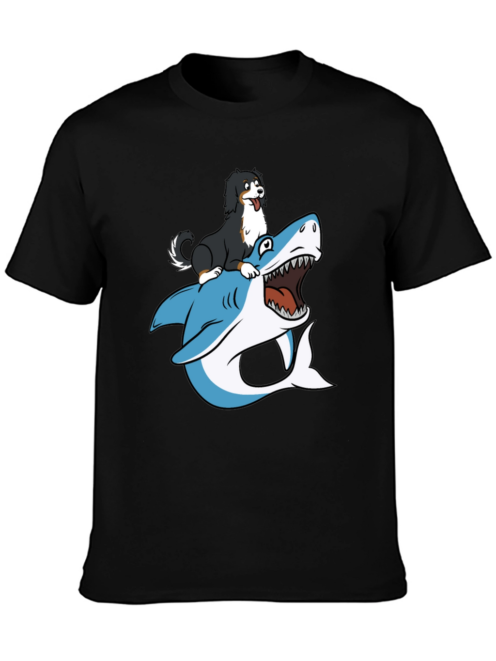 Dog Riding Shark T-Shirt - Black