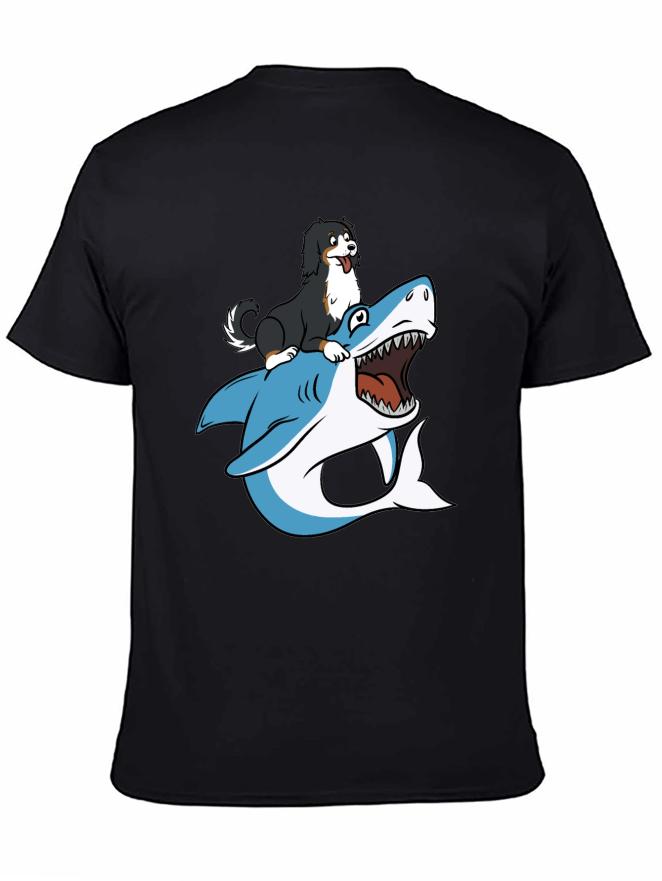Dog Riding Shark T-Shirt - Black