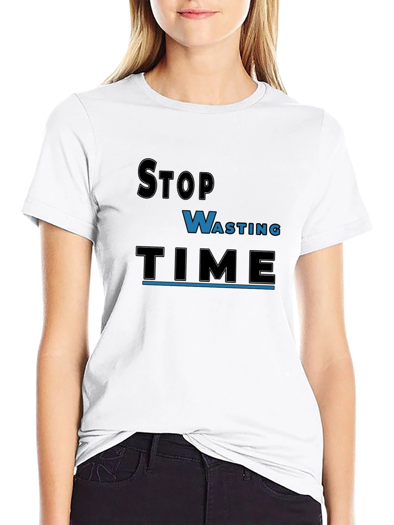 Stop Wasting Time Graphic Tee - Black