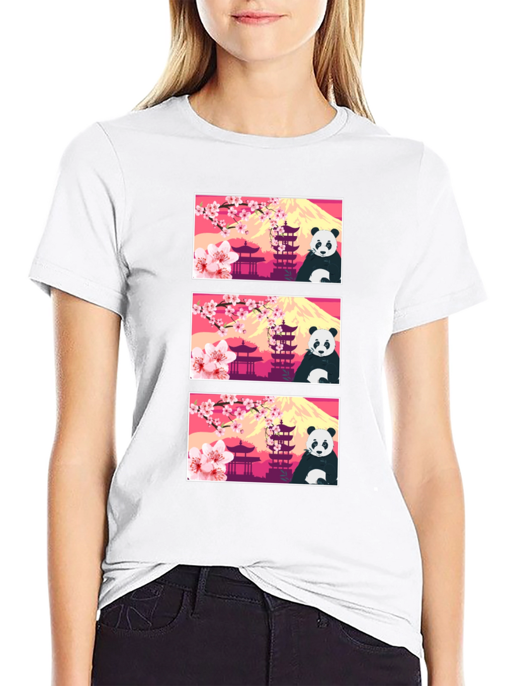 Panda & Japanese Landmark T-Shirt