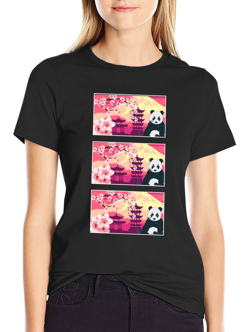 Panda & Japanese Landmark T-Shirt