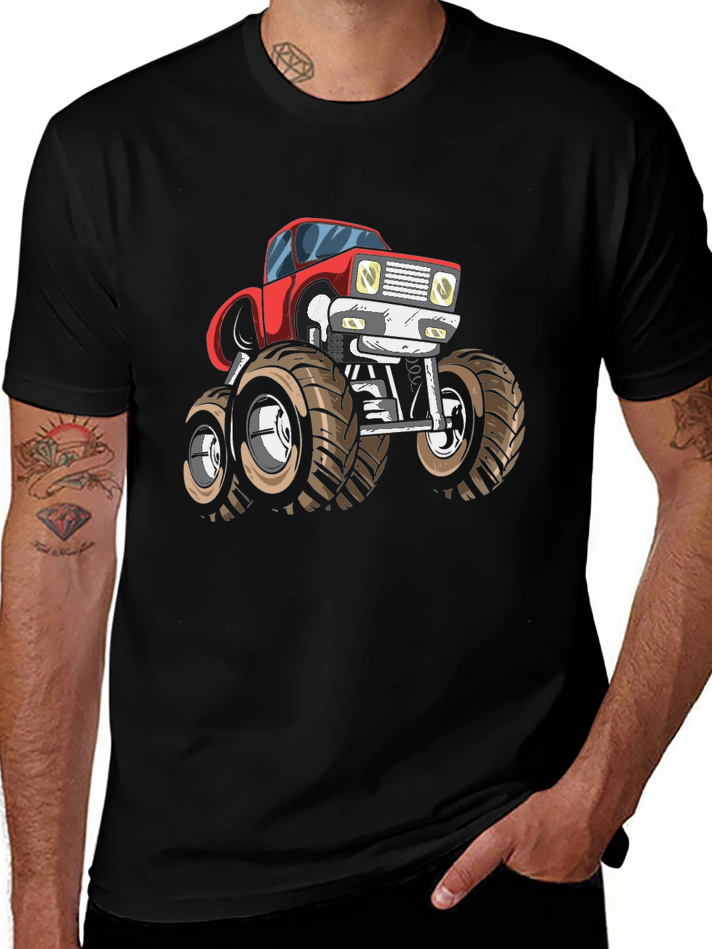 Monster Truck Graphic Tee - Bold Black Cotton T-Shirt