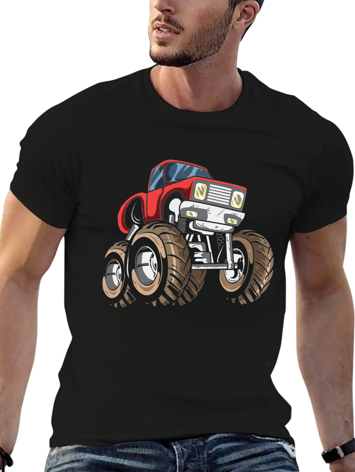 Monster Truck Graphic Tee - Bold Black Cotton T-Shirt