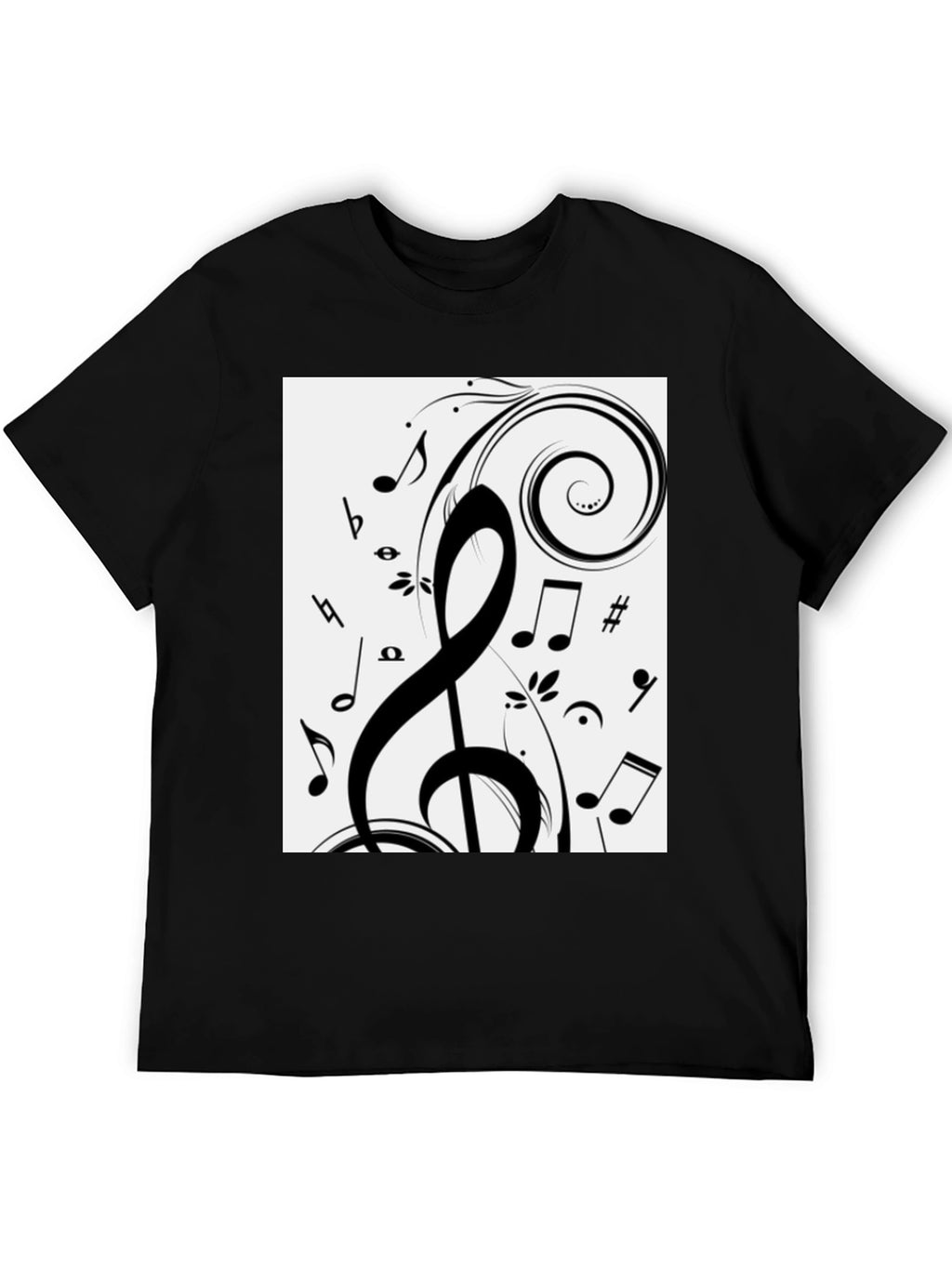 Musical Notes Graphic Black T-Shirt