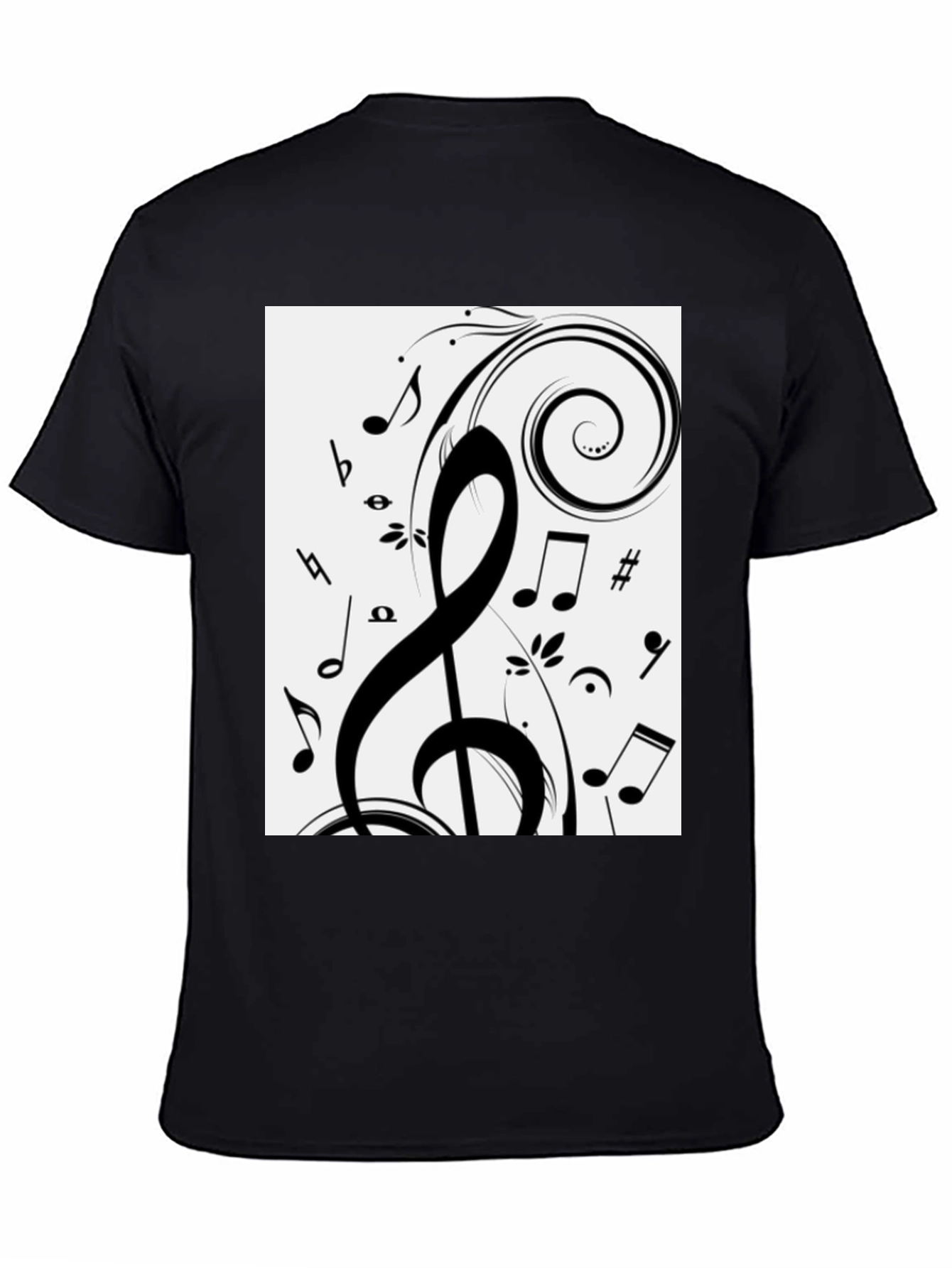 Musical Notes Graphic Black T-Shirt