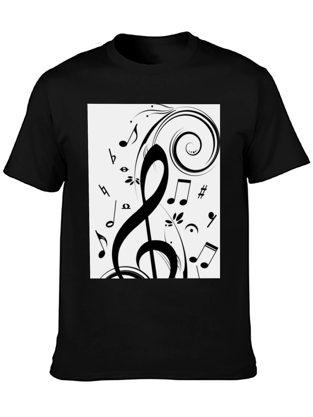 Musical Notes Graphic Black T-Shirt