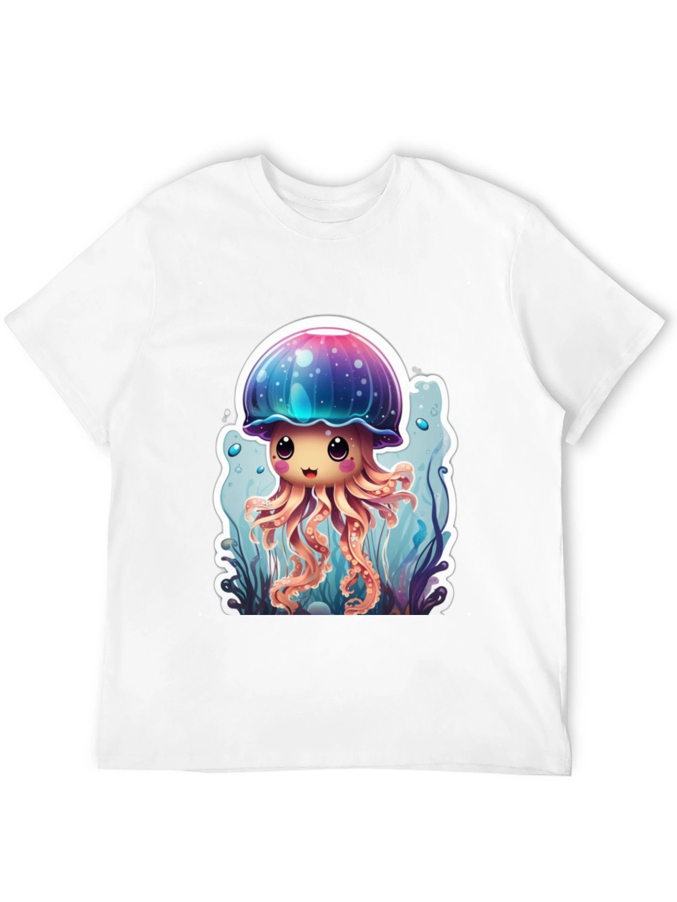 Cute Jellyfish Graphic Tee - Black Cotton T-Shirt