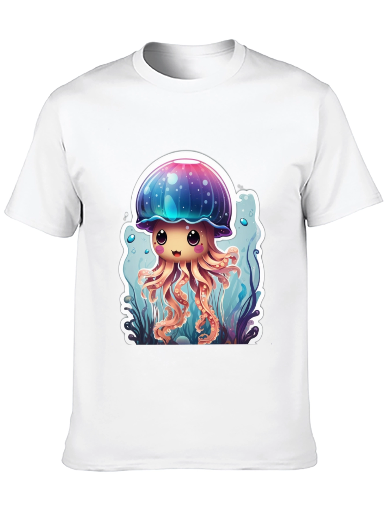 Cute Jellyfish Graphic Tee - Black Cotton T-Shirt