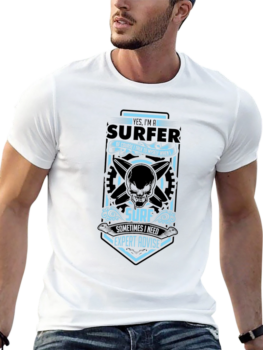 Surfer Expert Advise T-Shirt - Black Cotton Tee