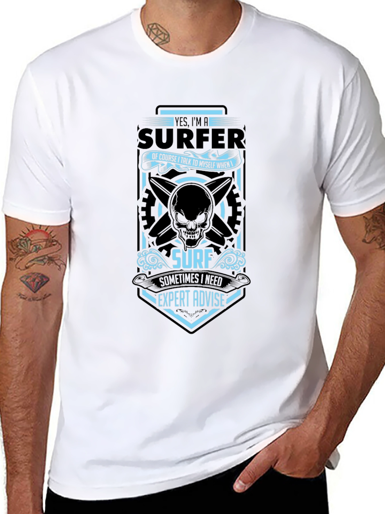 Surfer Expert Advise T-Shirt - Black Cotton Tee