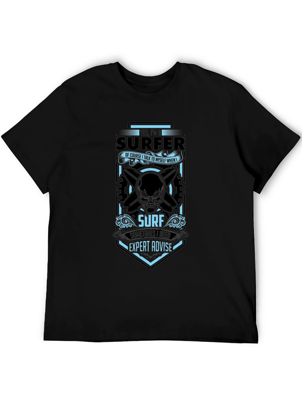 Surfer Expert Advise T-Shirt - Black Cotton Tee