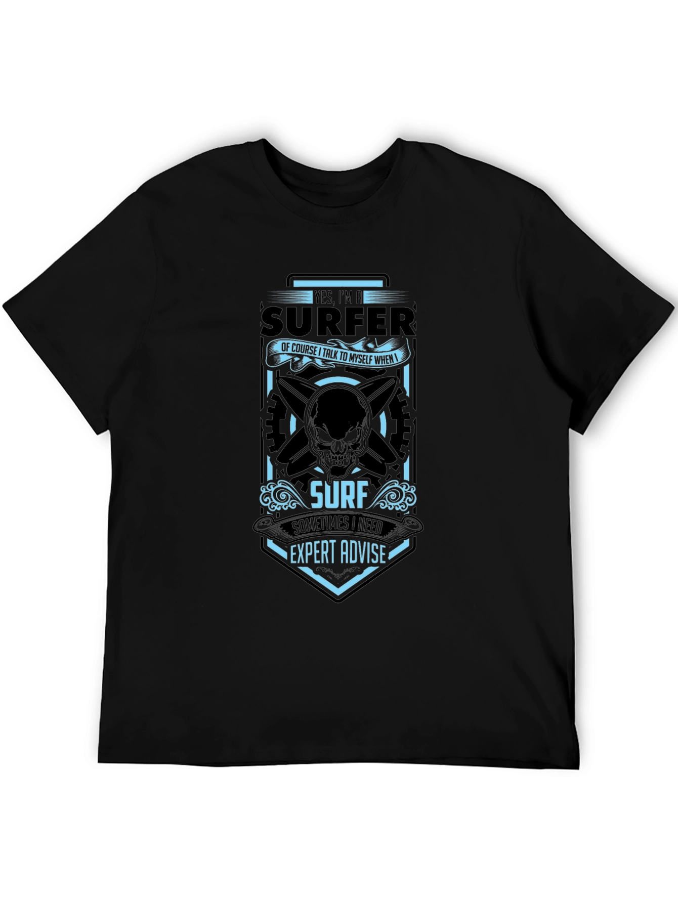 Surfer Expert Advise T-Shirt - Black Cotton Tee