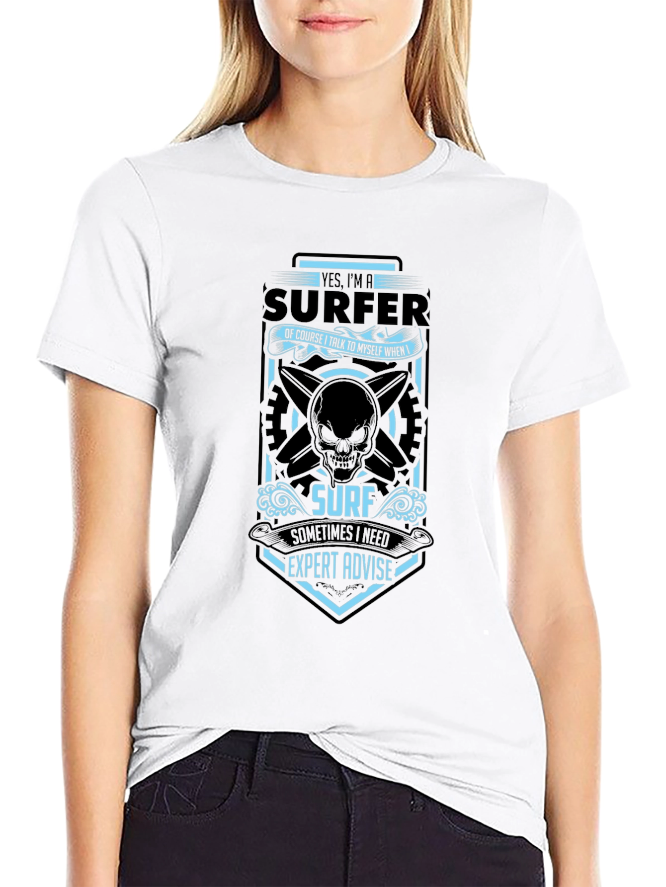 Surfer Expert Advise T-Shirt - Black Cotton Tee