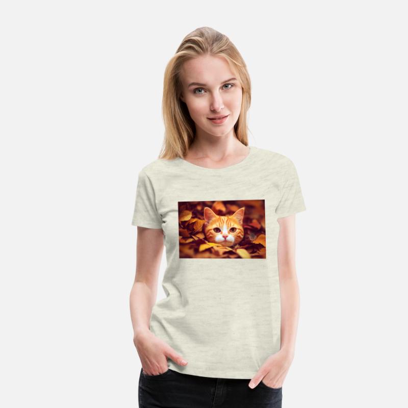 Cat orange and white cat laying a pile of leave