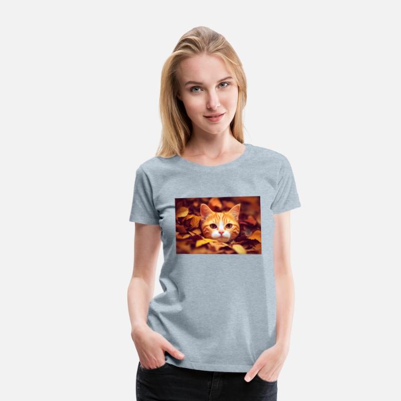 Cat orange and white cat laying a pile of leave