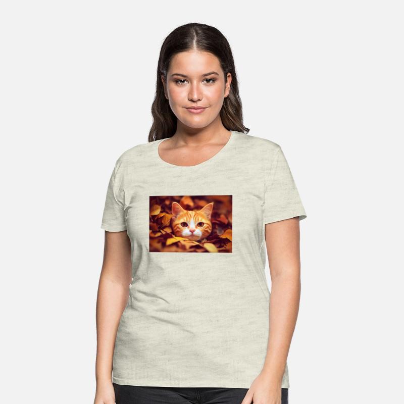 Cat orange and white cat laying a pile of leave