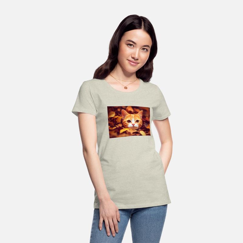 Cat orange and white cat laying a pile of leave