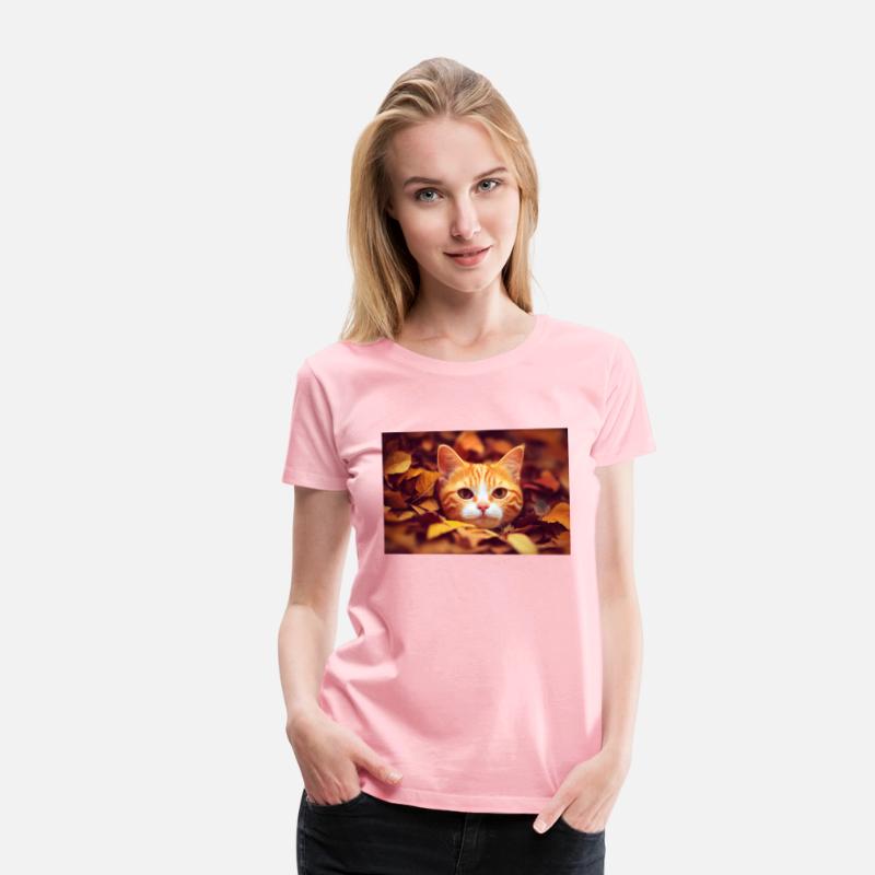 Cat orange and white cat laying a pile of leave