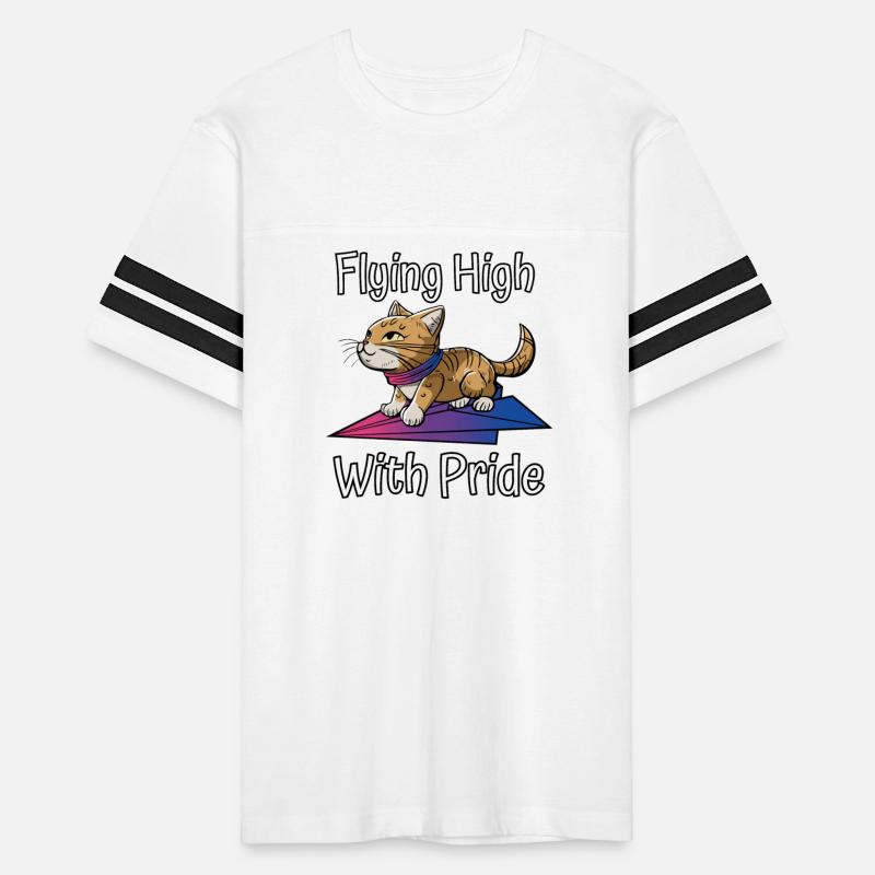 Cat Stands on Paper Plane in Bisexual Flag Colors