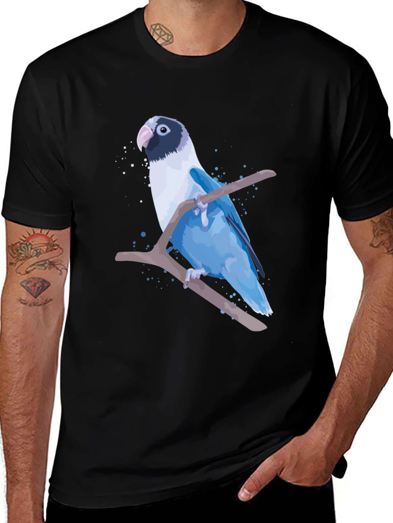 Blue Parrot Graphic Print T-Shirt