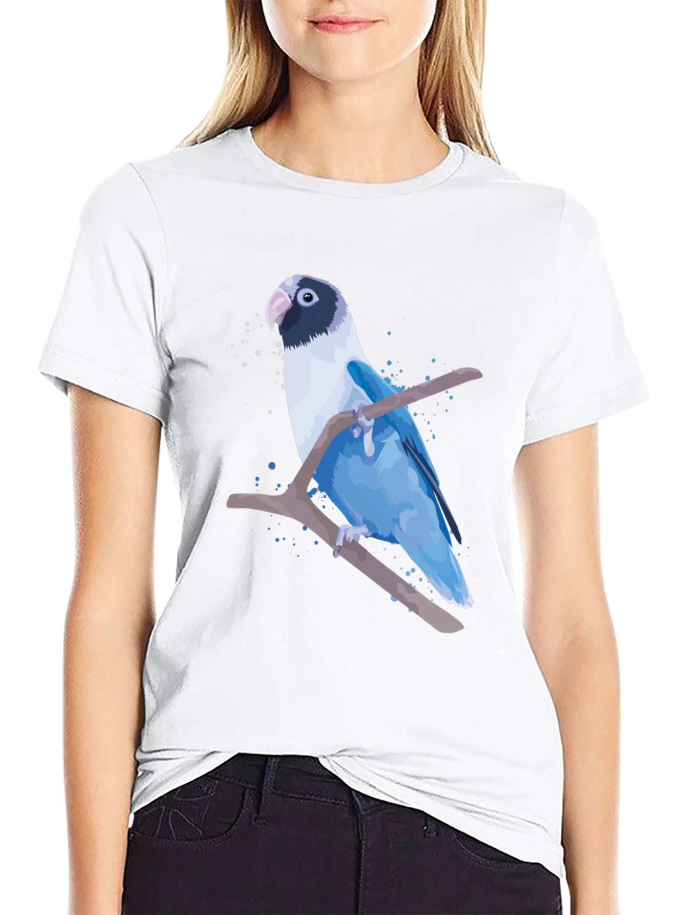 Blue Parrot Graphic Print T-Shirt