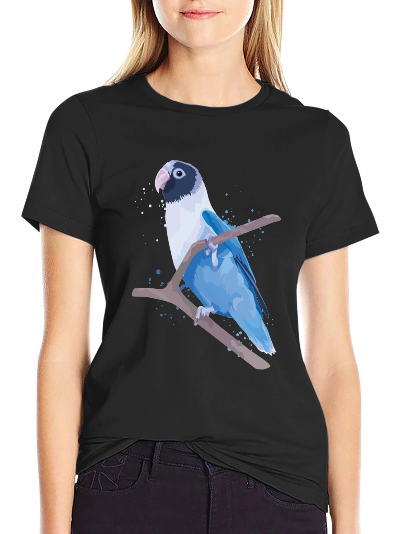 Blue Parrot Graphic Print T-Shirt