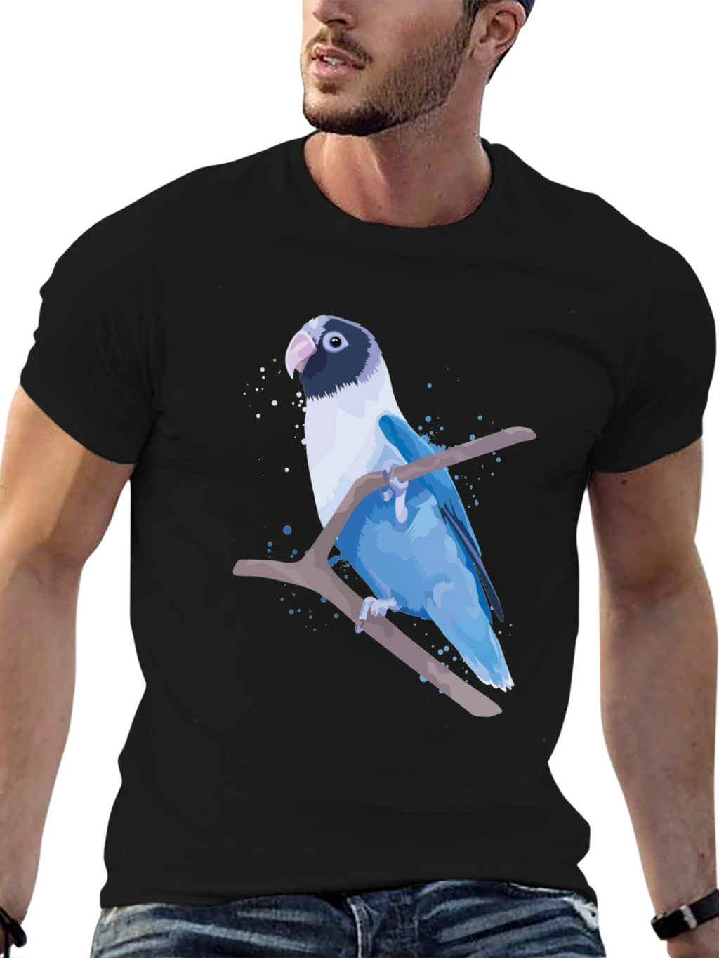 Blue Parrot Graphic Print T-Shirt