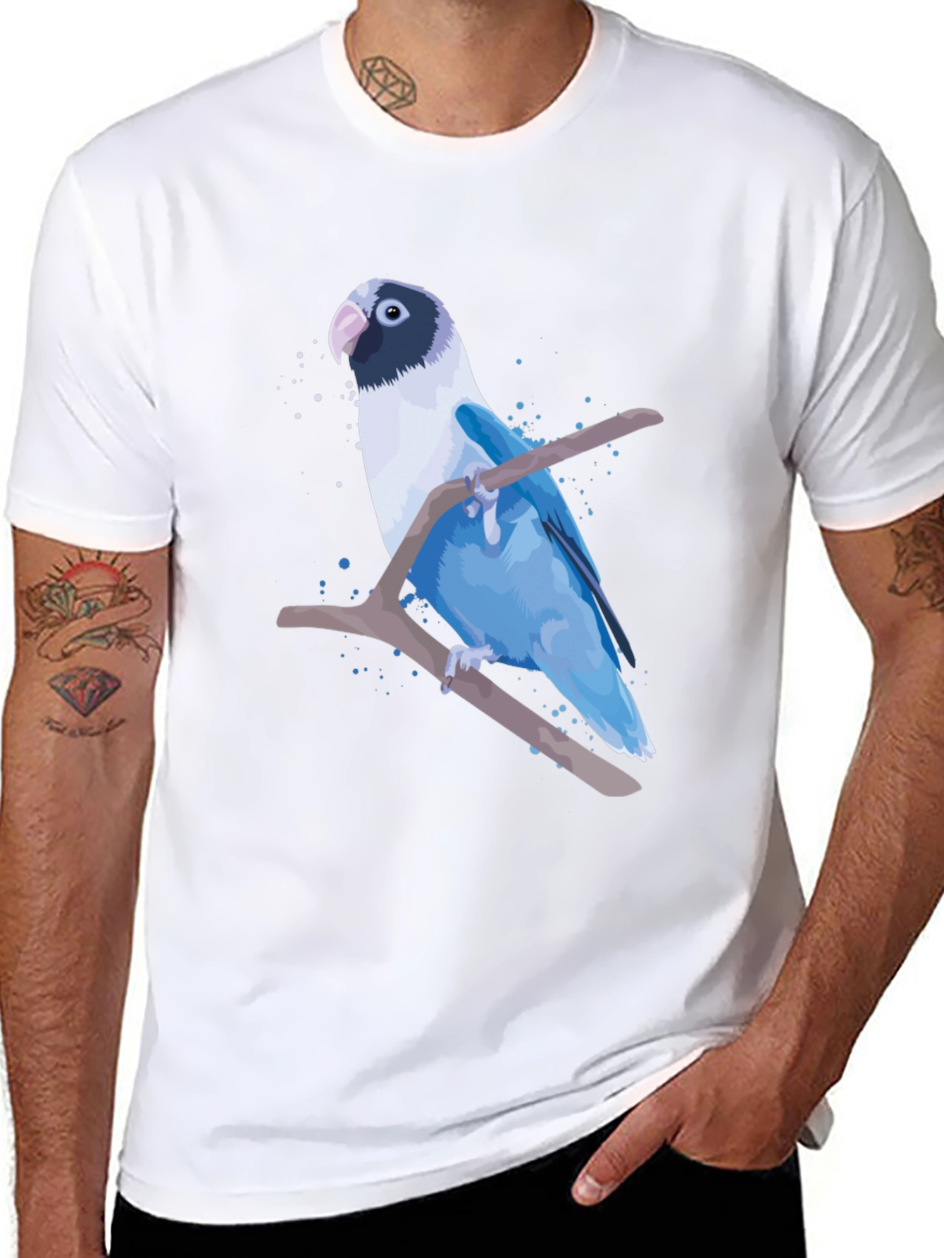 Blue Parrot Graphic Print T-Shirt