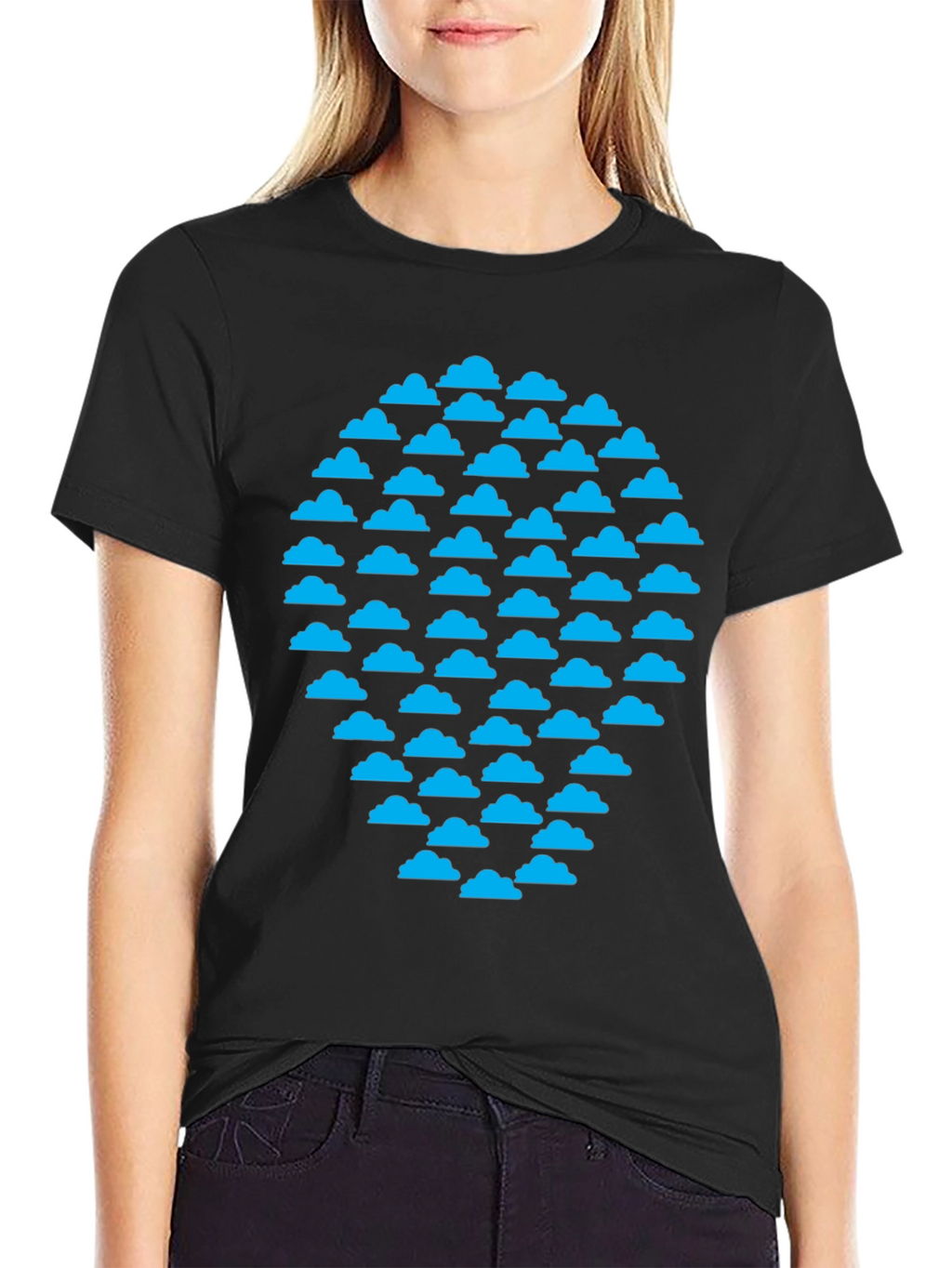 Cloud Pattern Black T-Shirt