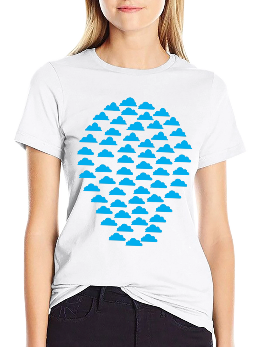 Cloud Pattern Black T-Shirt