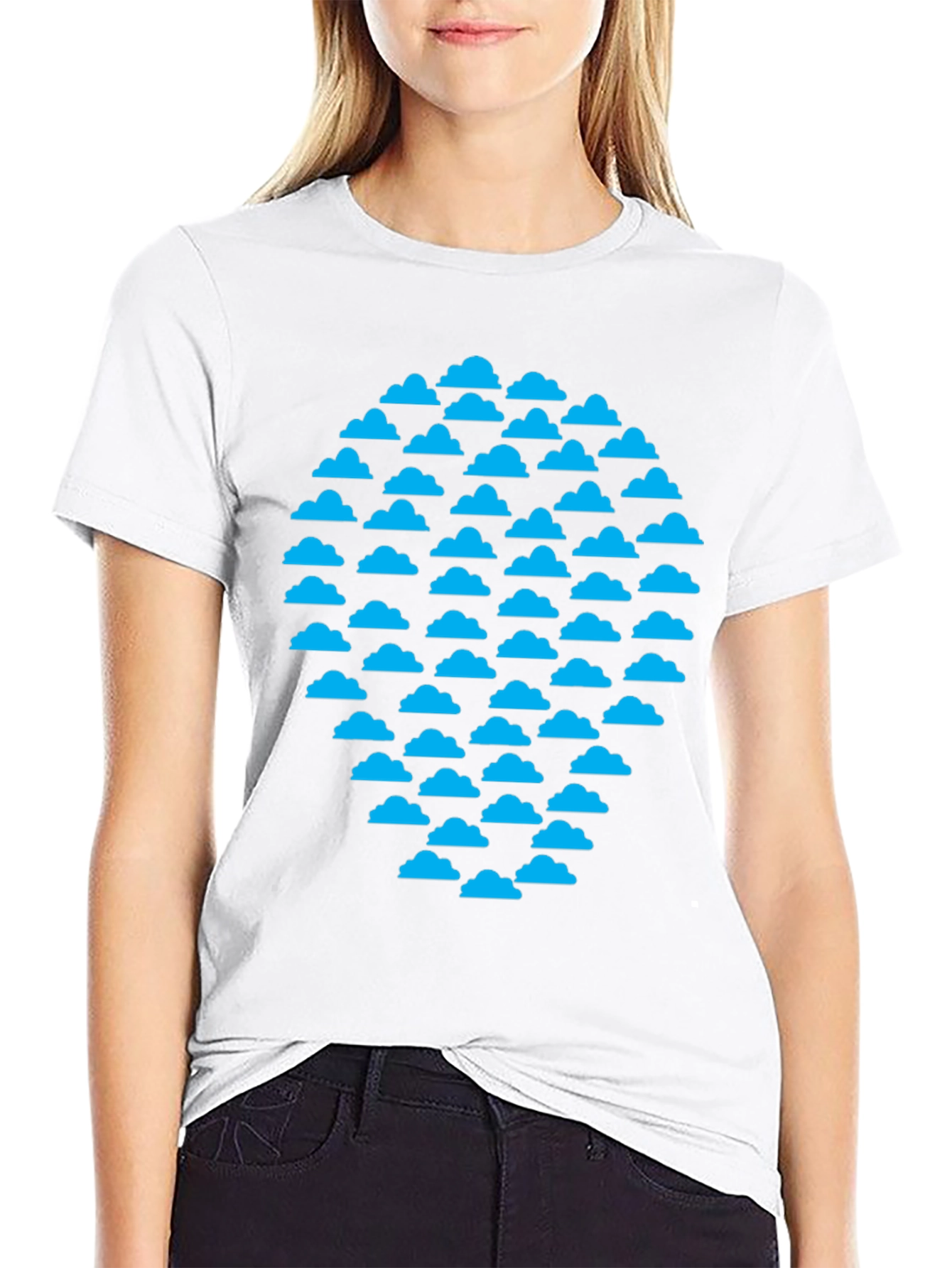 Cloud Pattern Black T-Shirt