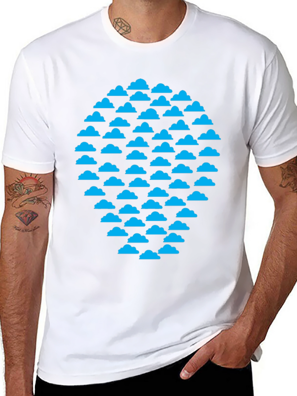 Cloud Pattern Black T-Shirt