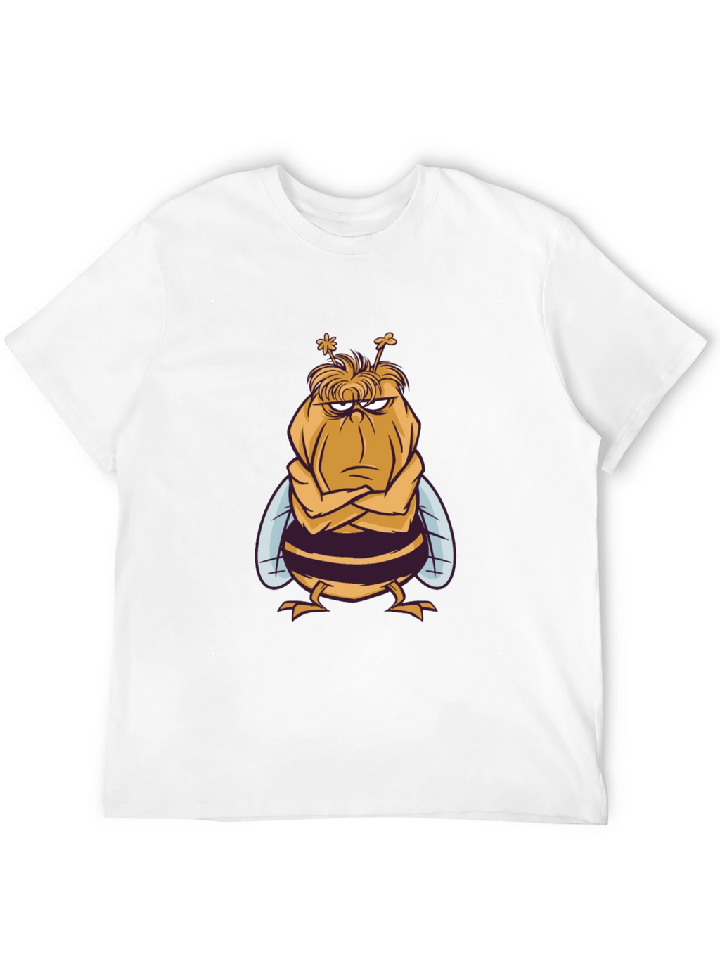 Grumpy Bee Graphic Tee - Black Cotton Blend T-Shirt
