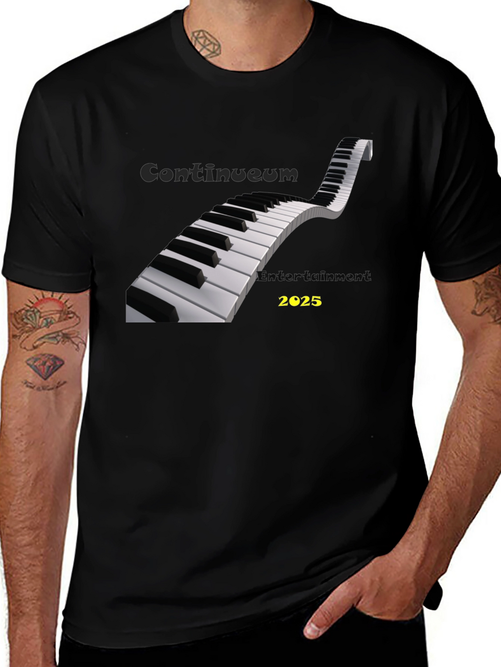 Piano Keys T-Shirt - Continuum Entertainment 2025 Black Tee