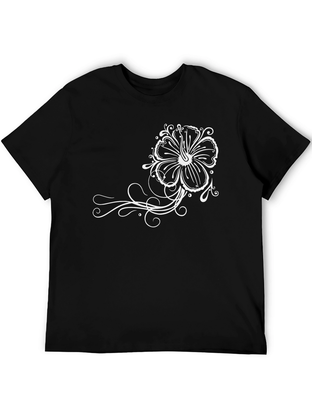 Black T-Shirt with Floral Design