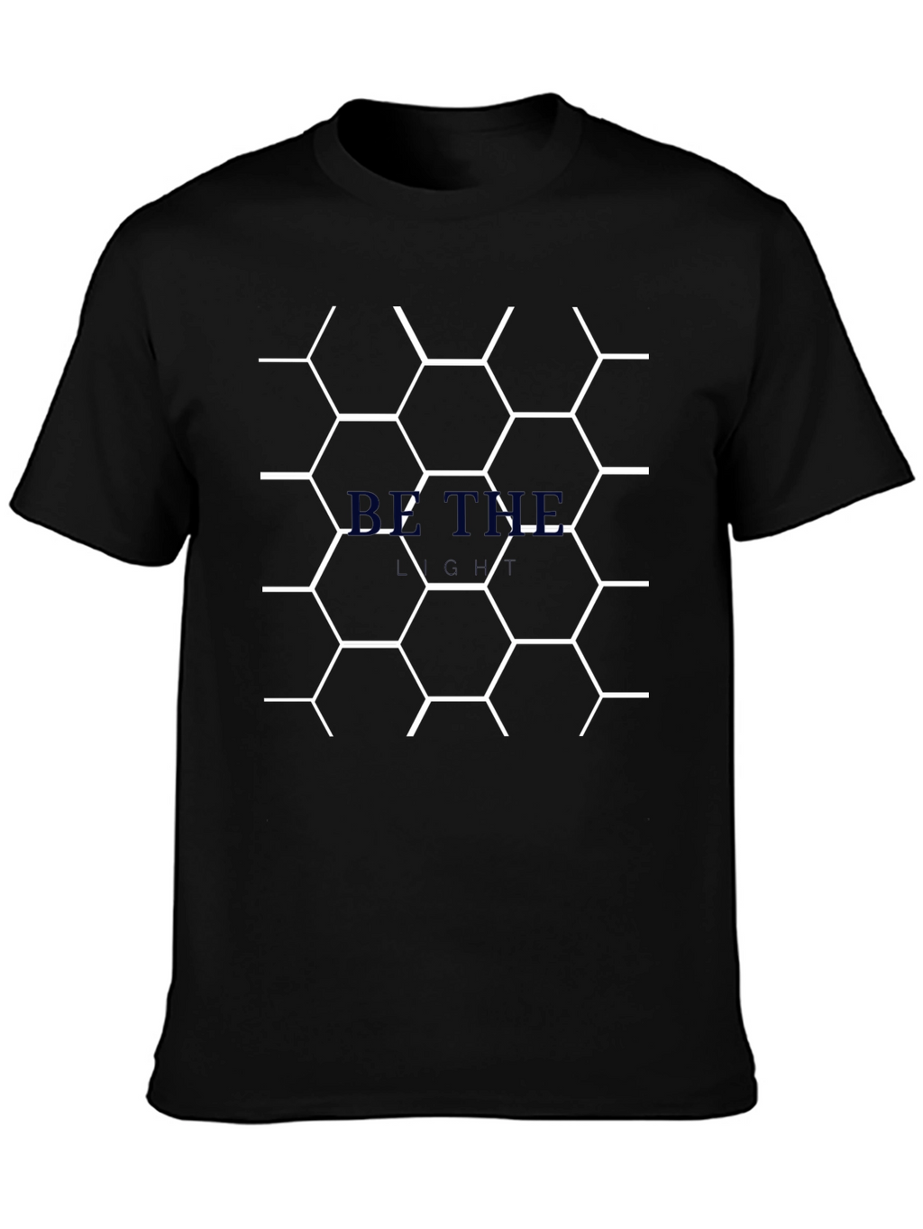 Geometric Hexagon Pattern Black T-Shirt