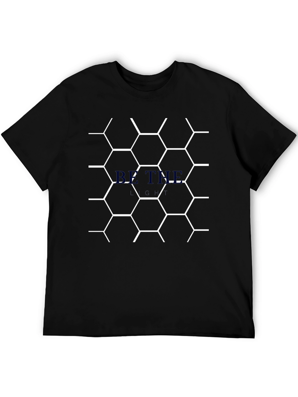 Geometric Hexagon Pattern Black T-Shirt